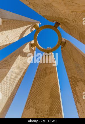 ASWAN, EGYPT - FEB 13, 2019: Monument to Arab-Soviet Friendship at Aswan High Dam, Egypt Stock Photo