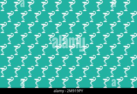 Seamless pattern of Pharmacy background. Bowl of Hygeia symbol. Vector illustration Stock Vector