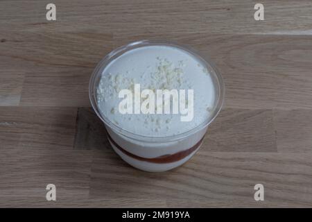 Paris, France - 01 16 2023: Bistro dishe culinary Still Life. Tiramisu with Strawberry Stock Photo