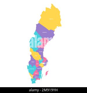 Sweden Political Map Of Administrative Divisions Stock Vector Image   Sweden Political Map Of Administrative Divisions Counties Colorful Vector Map With Labels 2m919yh 