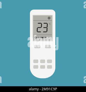 Flat design illustration of air conditioner remote control with display and buttons - vector Stock Vector