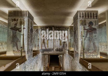 LUXOR, EGYPT - FEB 20, 2019: Ramesses III tomb at the Valley of the Kings at the Theban Necropolis, Egypt Stock Photo