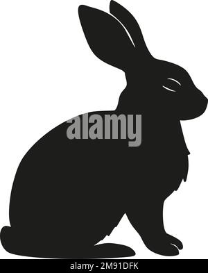 Rabbit bunny sitting silhouette Easter vector animal ear black shape spring graphic Stock Vector