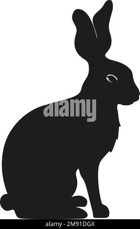 Rabbit bunny sitting silhouette Easter vector animal ear black shape spring graphic Stock Vector