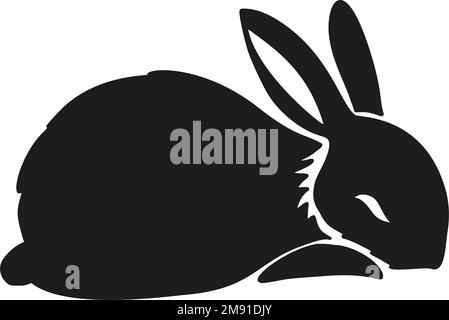 Rabbit bunny sleeping silhouette Easter vector animal ear black shape spring graphic Stock Vector