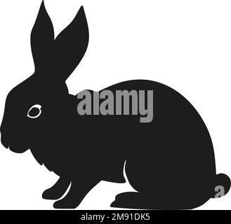 Rabbit bunny silhouette Easter vector animal ear black shape spring graphic Stock Vector