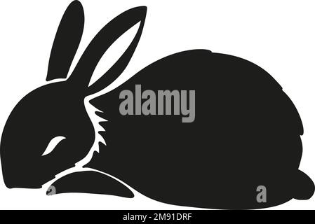 Rabbit bunny sleeping silhouette Easter vector animal ear black shape spring graphic Stock Vector