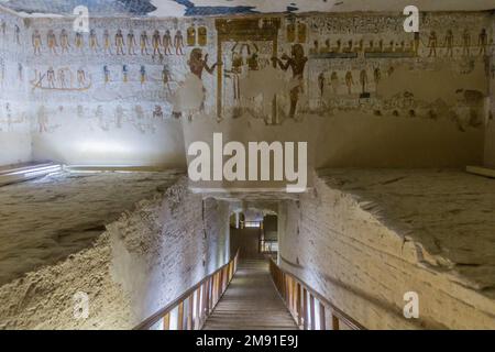 LUXOR, EGYPT - FEB 20, 2019: Merenptah tomb in the Valley of the Kings at the Theban Necropolis, Egypt Stock Photo