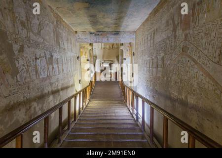 LUXOR, EGYPT - FEB 20, 2019: Merenptah tomb in the Valley of the Kings at the Theban Necropolis, Egypt Stock Photo