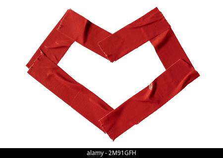 Heart shape made from red cloth tape with clipping path Stock Photo