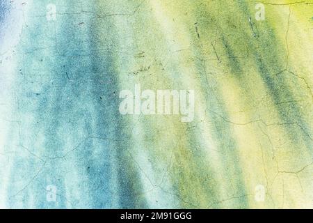 Old painted cracked wall, vintage background, texture of green blue plaster Stock Photo