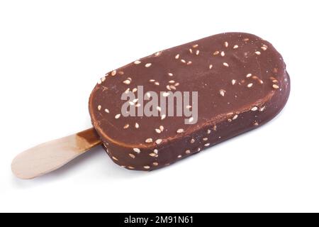 Chocolate, fruit, vanilla ice cream close up Stock Photo