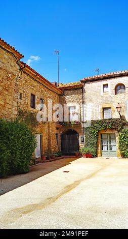 Panoramic of Peratallada, municipality of Forallac, Baix Ampurdán, Girona, Catalunya, Spain, Europe Stock Photo