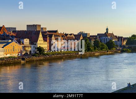 Regensburg at sunset Stock Photo