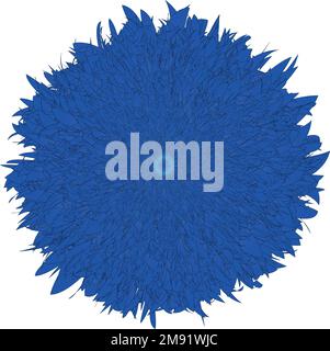 Fur shaggy blue ball. cartoon fluffy blue pompom. Vector toy isolated on white background. Wool blue flower. Funny elements for game design. Stock Vector