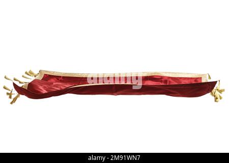 Red velvet flying carpet isolated on white background Stock Photo