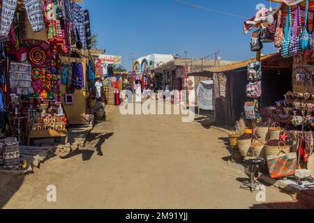 ASWAN, EGYPT: FEB 22, 2019: View of a street in Nubian village Gharb Seheil, Egypt Stock Photo