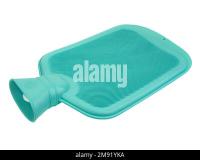 Hot water bottle made of natural rubber isolated on white background Stock Photo