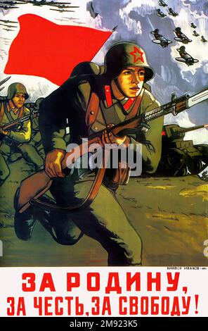 Vintage WW2 Russian Soviet Propaganda Poster 