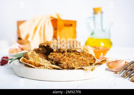 Plate with tasty lentil cutlets on table Stock Photo