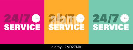24 hours 7 days in week order execution or service posters Stock Vector