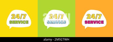 24 hours 7 days in week order execution or service posters Stock Vector