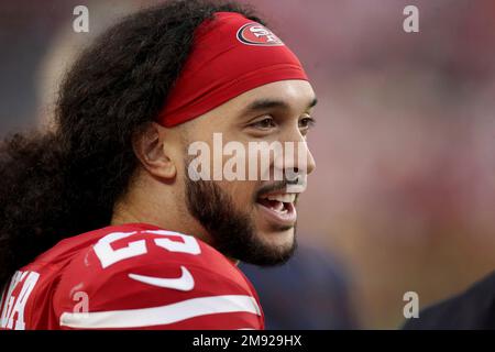 San Francisco 49ers safety Talanoa Hufanga (29) during an NFL football game  against the Minnesota Vikings in Santa Clara, Calif., Sunday, Nov. 28,  2021. (AP Photo/Jed Jacobsohn Stock Photo - Alamy