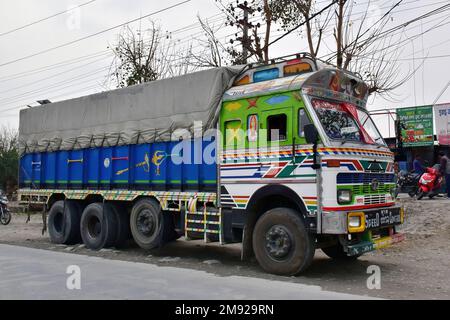 Tata truck, Colourful decorated truck, Nepal, Asia Stock Photo