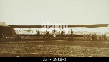Sikorsky Ilya Muromets S-23 B series, fitted with four Argus engines, being inspected by Grand Dukes Mikhail Alexandrovich and Alexander Mikhailovich with a group of officers and aviators. ca.  1915 Stock Photo