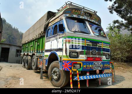 Tata truck, Colourful decorated truck, Nepal, Asia Stock Photo