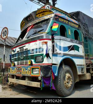 Tata truck, Colourful decorated truck, Nepal, Asia Stock Photo