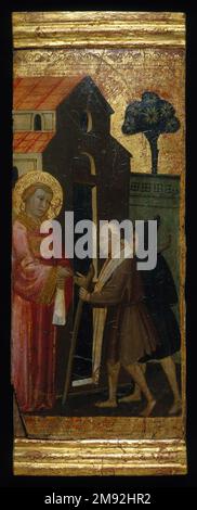 This altarpiece illustrates scenes from the life of the Virgin Mary ...