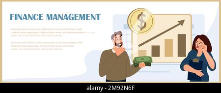 Landing Page Template.Business people,partners,coin,corporate revenue,earnings.Financial capital,income and profit concept.Finance management in company.Flat vector illustration on white background Stock Vector