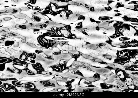 Top view of black and white abstract pattern in water with ripples on sunny summer day Stock Photo