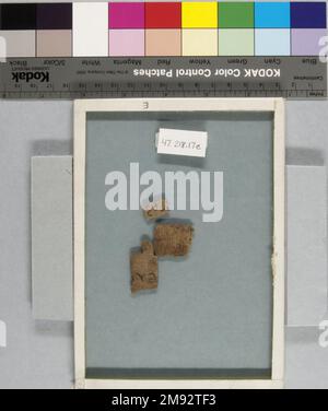 Eight Groups of Papyrus Fragments Inscribed in Demotic and Greek Eight Groups of Papyrus Fragments Inscribed in Demotic and Greek, 664 B.C.E.-395 C.E. Papyrus, ink, 47.218.17a-3: Largest fragment: 2 9/16 × 1 9/16 in. (6.5 × 4 cm).   Egyptian, Classical, Ancient Near Eastern Art 664 B.C.E.-395 C.E. Stock Photo