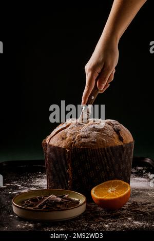 Delicious Panettone, a famous italian christmas cake Stock Photo