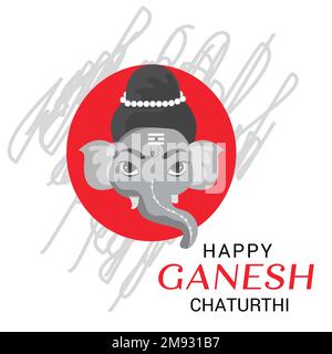 A painted elephant card for Ganesh Chaturthi festival of India isolated on a white background Stock Vector