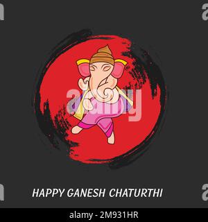 A painted elephant for Ganesh Chaturthi festival of India isolated on a black background Stock Vector