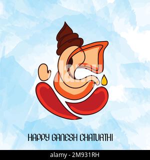 A painted elephant for Ganesh Chaturthi festival of India isolated on a blue background Stock Vector