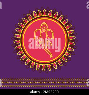 A painted elephant for Ganesh Chaturthi festival of India isolated on a purple background Stock Vector