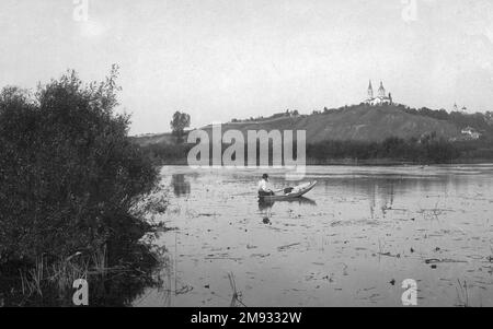 Putivl Ukraine. Man fishing ca.  before 1917 Stock Photo