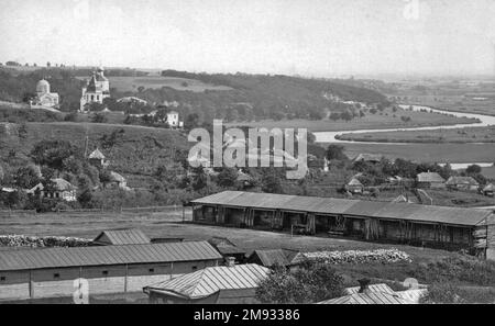 View of Putivl Ukraine and Molchansky Monastery ca.  before 1917 Stock Photo