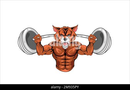 Tiger bodybuilding mascots vector illustration Stock Vector