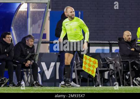 EINDHOVEN, NETHERLANDS - JANUARY 16: assistant referee Kevin Bodde during the Dutch Keukenkampioendivisie match between FC Eindhoven and FC Den Bosch at Jan Louwers stadion on January 16, 2023 in Eindhoven, Netherlands (Photo by Broer van den Boom/Orange Pictures) Stock Photo