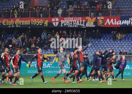 Genoa, Italy, 16th January 2023. George Puskas of Genoa CFC reacts during  the Serie B match at Luigi Ferraris, Genoa. Picture credit should read:  Jonathan Moscrop / Sportimage Stock Photo - Alamy