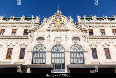 Close-up of the facade of the Upper Belvedere baroque palace in Vienna, Austria Stock Photo