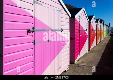 Row of Seaside beach huts Stock Photo