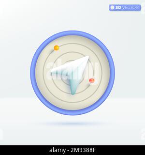 compass icon symbols. cartography, geolocation, position, finding, Navigation concept. 3D vector isolated illustration design. Cartoon pastel Minimal Stock Vector
