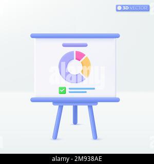 White board for presentation and projector tripod icon symbol. Equipment for conferences and marketing strategy, Business concept. 3D vector isolated Stock Vector