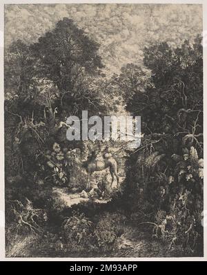 The Good Samaritan (Le bon samaritain) Rodolphe Bresdin (French, 1822-1885). The Good Samaritan (Le bon samaritain), 1861. Lithograph on chine colle; primary paper and thick, slightly textured plate paper, 29 3/4 x 23 3/4 in. (75.6 x 60.3 cm).   European Art 1861 Stock Photo